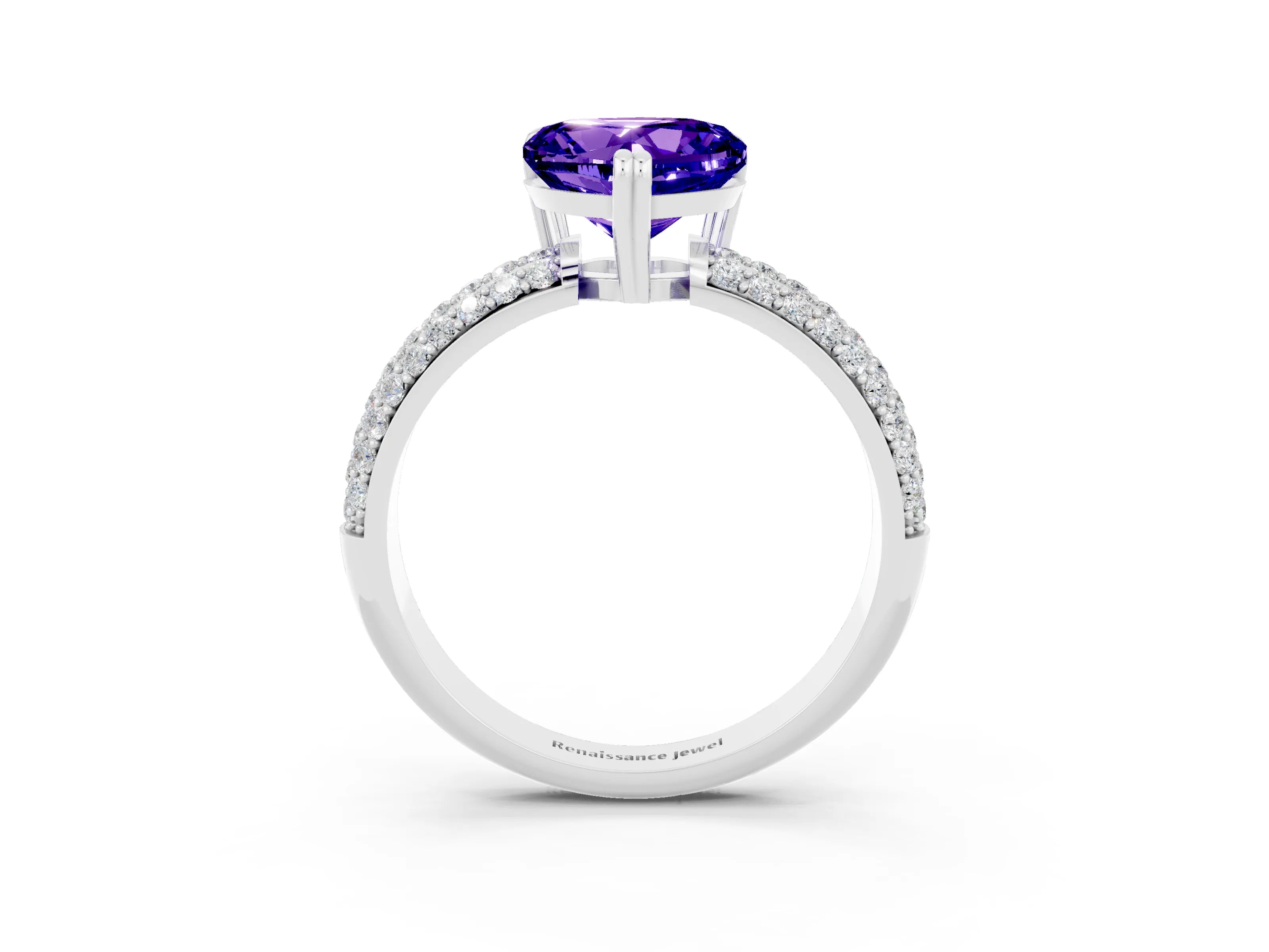 White gold Heart Cut Cut Diamond Milgrain Marquise Band with Prong Setting_3