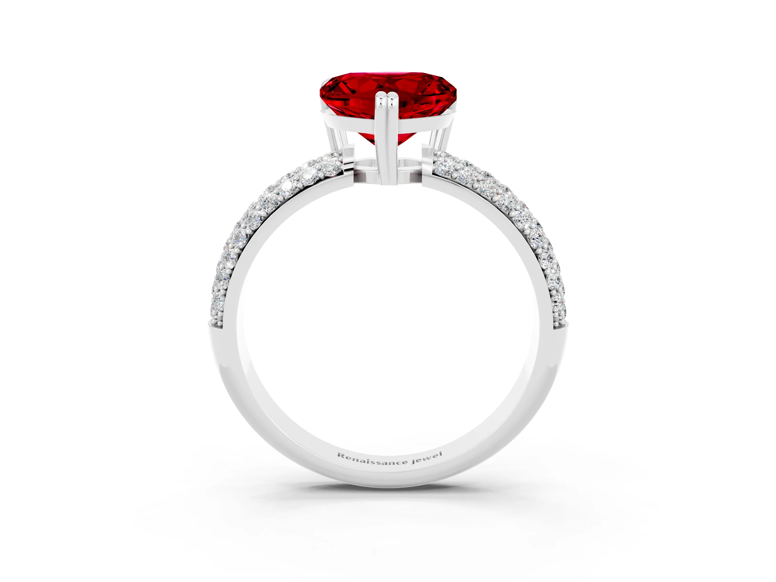 White gold Heart Cut Cut Diamond Milgrain Marquise Band with Prong Setting_3