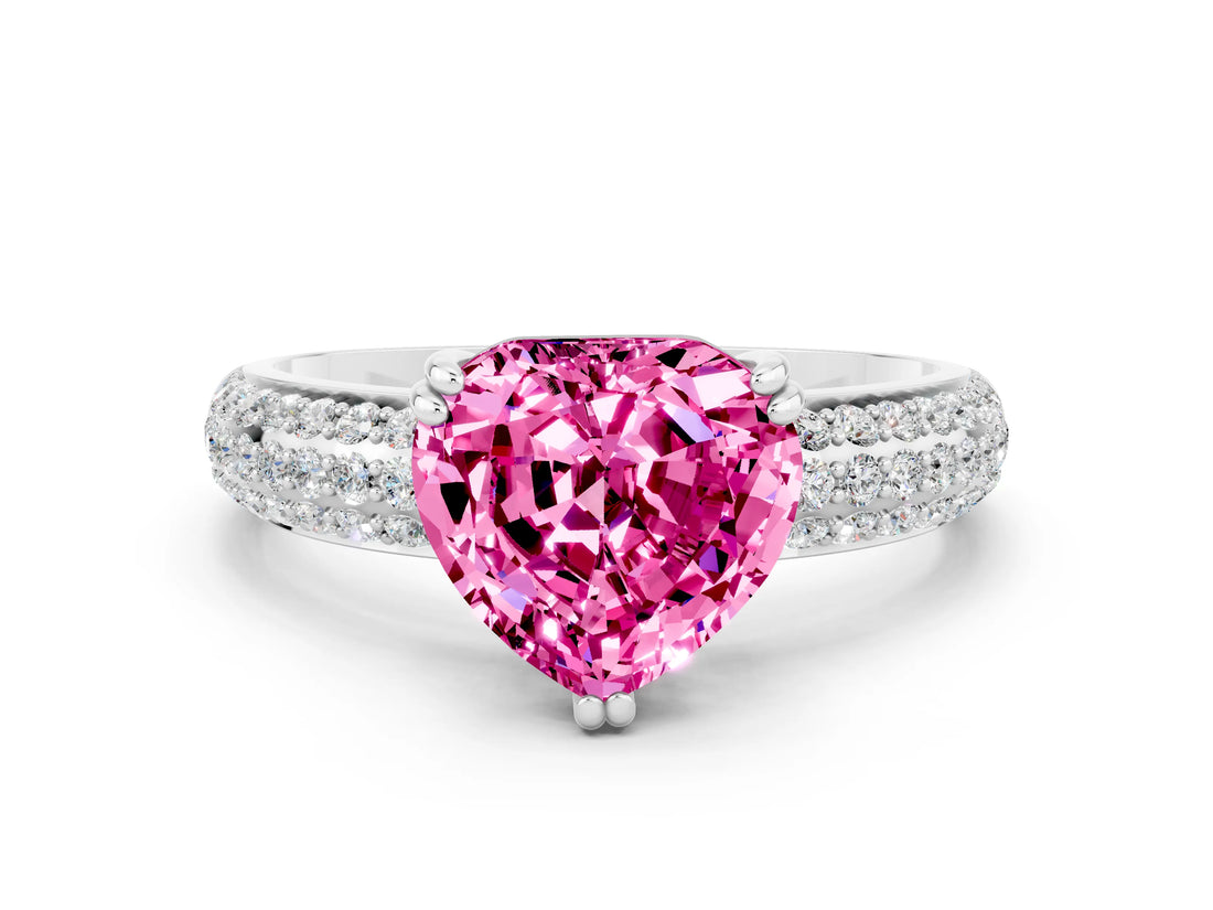 White gold Heart Cut Cut Diamond Milgrain Marquise Band with Prong Setting