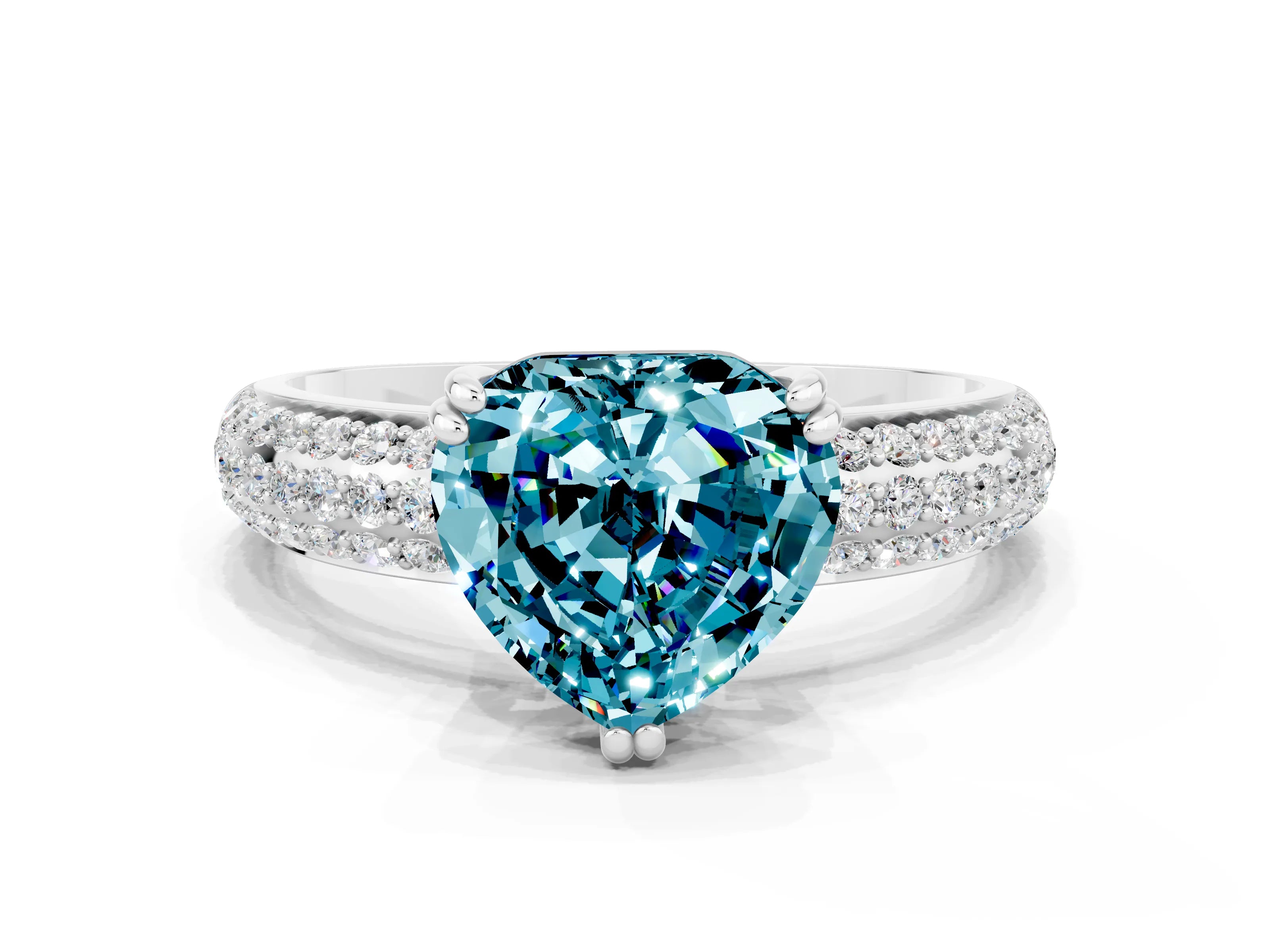 White gold Heart Cut Cut Diamond Milgrain Marquise Band with Prong Setting