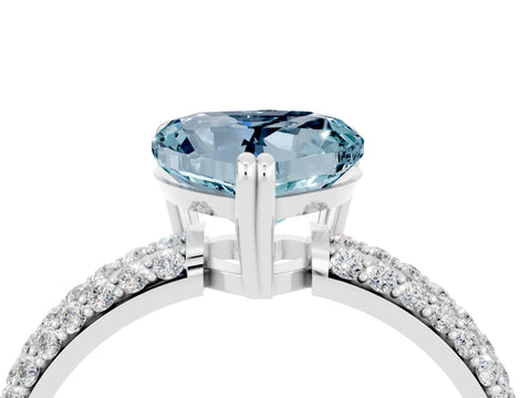 White gold Heart Cut Cut Diamond Milgrain Marquise Band with Prong Setting_4