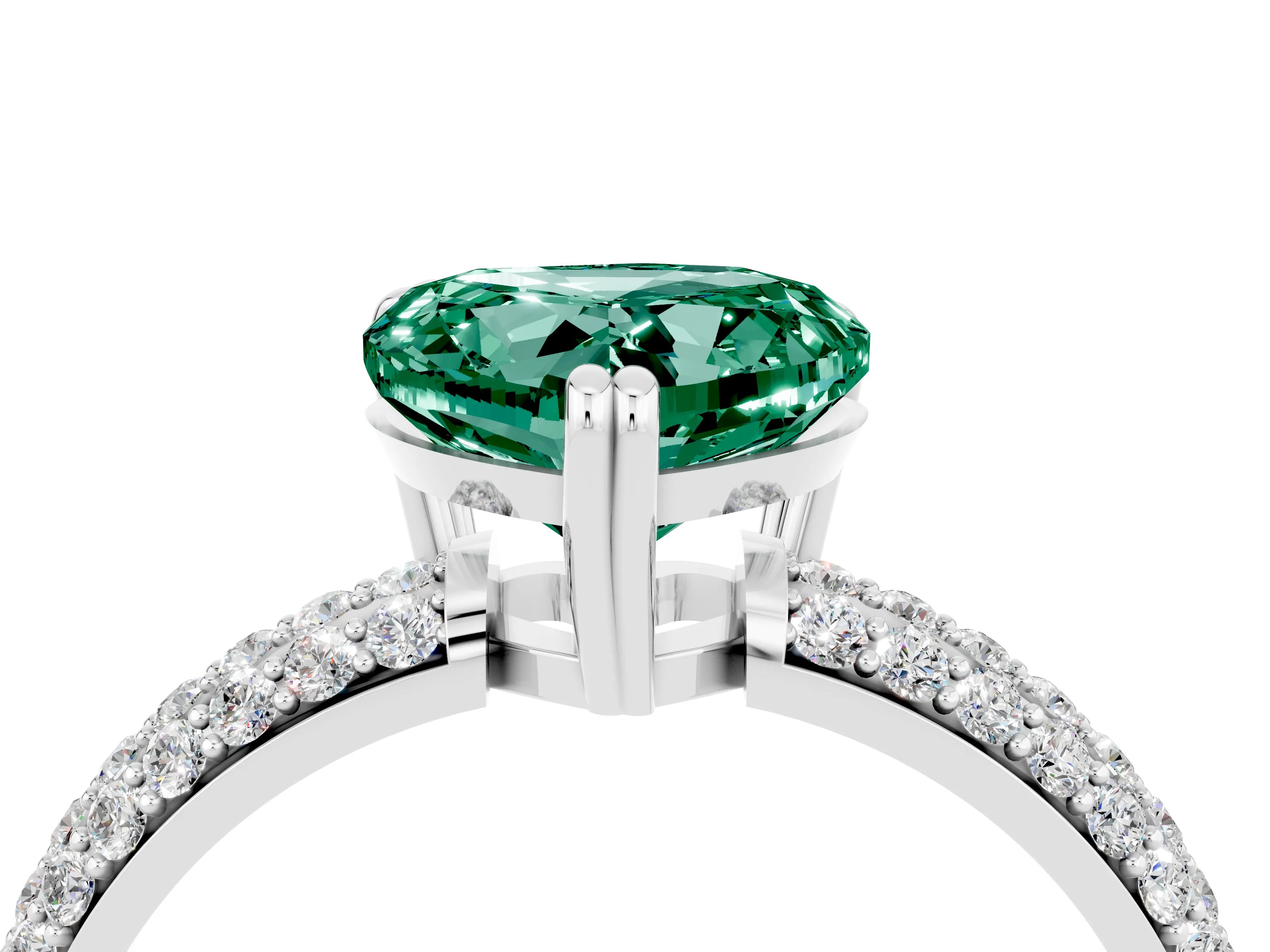 White gold Heart Cut Cut Diamond Milgrain Marquise Band with Prong Setting_4