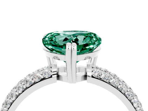 White gold Heart Cut Cut Diamond Milgrain Marquise Band with Prong Setting_4