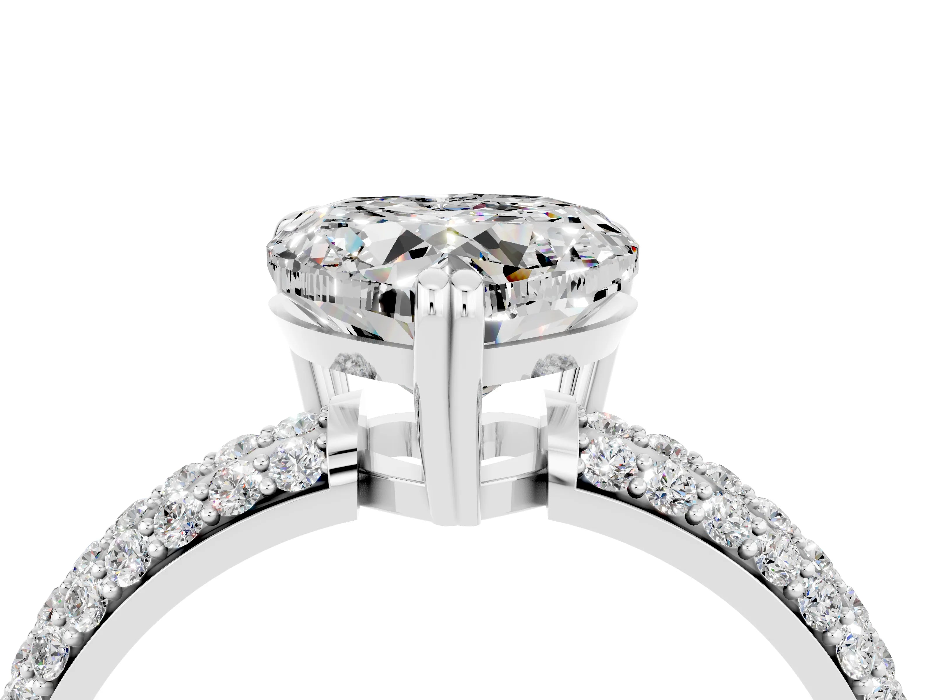 White gold Heart Cut Cut Diamond Milgrain Marquise Band with Prong Setting_4