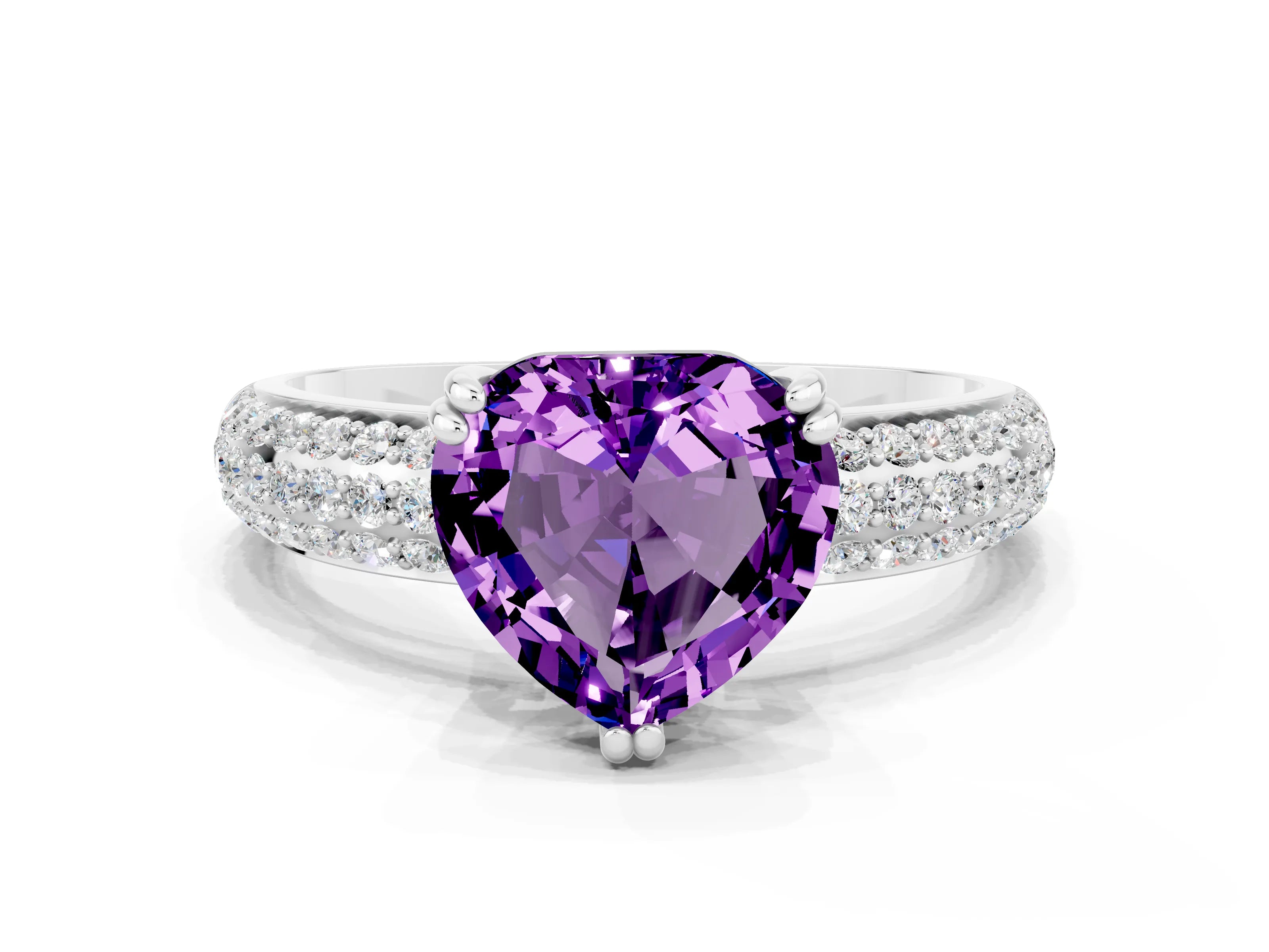 White gold Heart Cut Cut Diamond Milgrain Marquise Band with Prong Setting