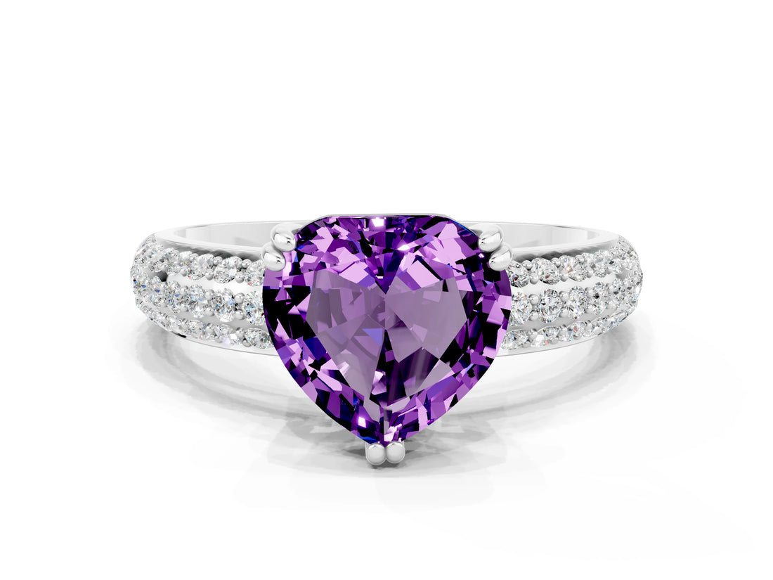 White gold Heart Cut Cut Diamond Milgrain Marquise Band with Prong Setting