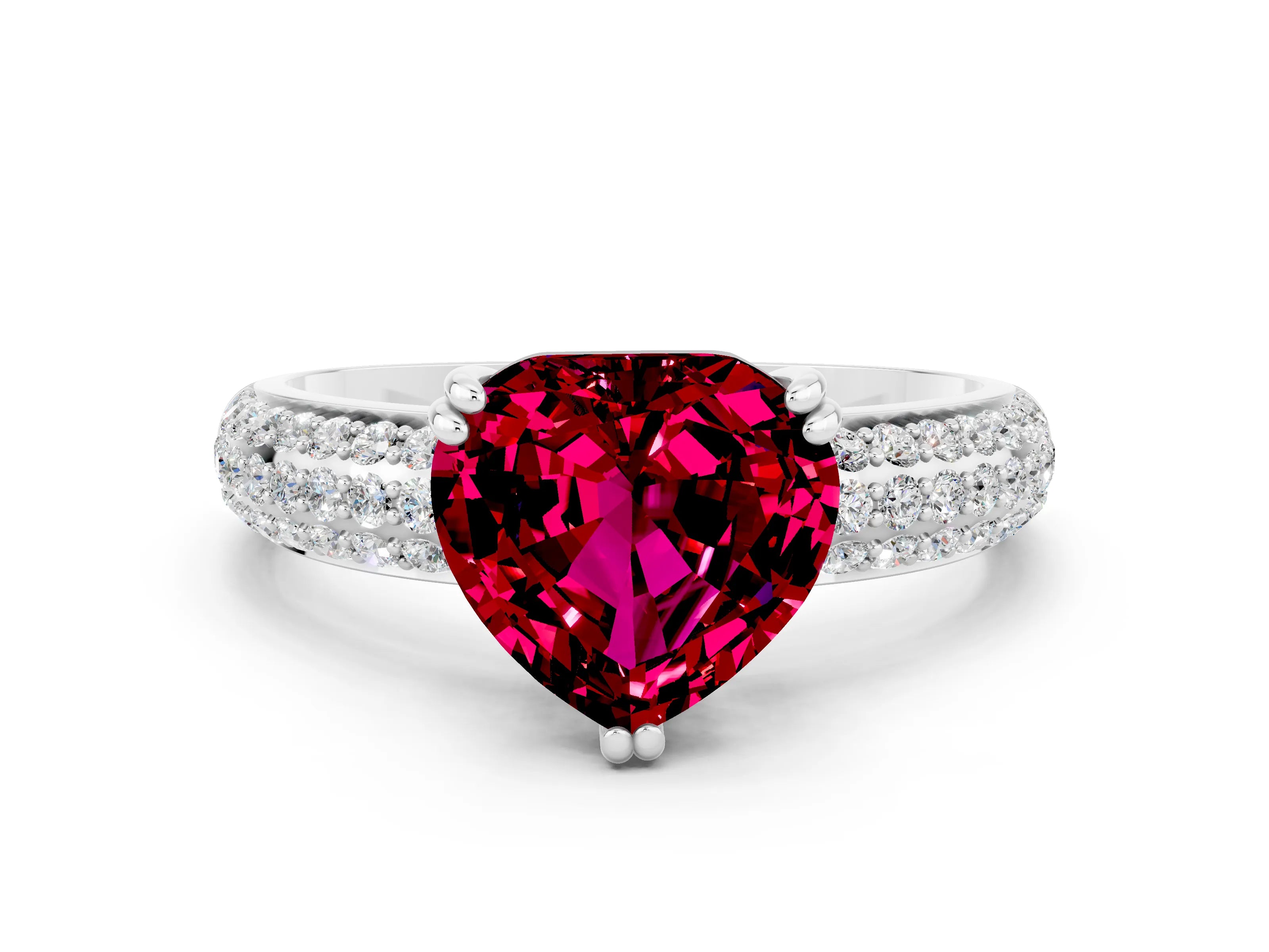 White gold Heart Cut Cut Diamond Milgrain Marquise Band with Prong Setting