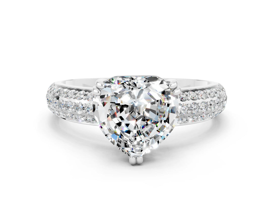 White gold Heart Cut Cut Diamond Milgrain Marquise Band with Prong Setting