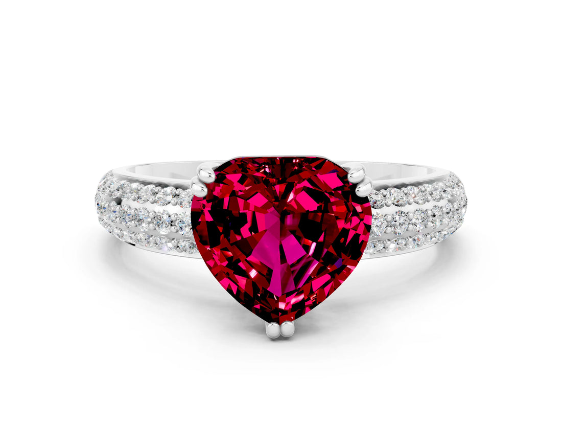 White gold Heart Cut Cut Diamond Milgrain Marquise Band with Prong Setting