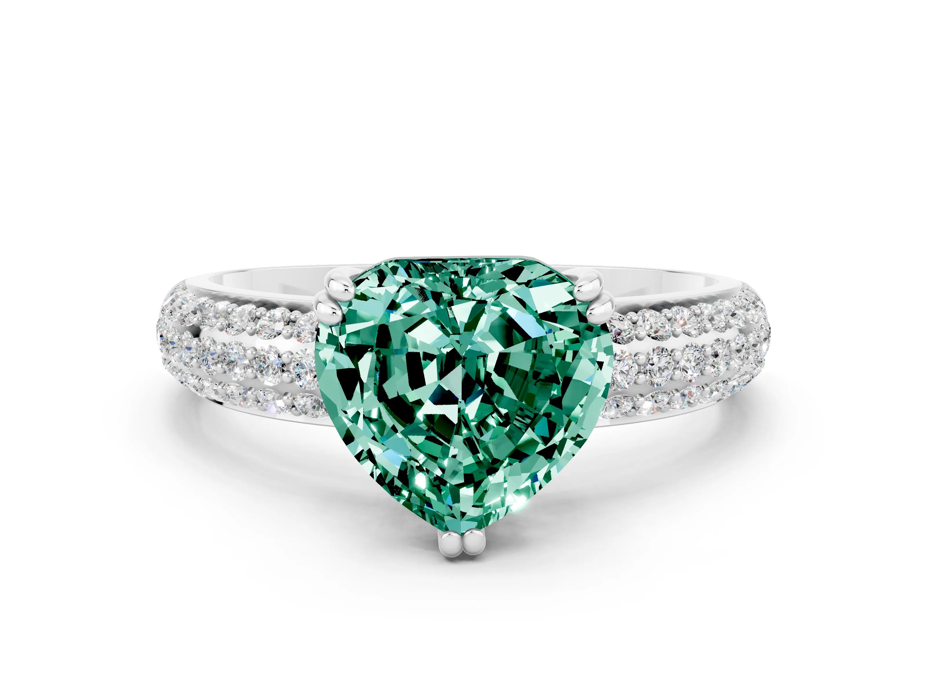 White gold Heart Cut Cut Diamond Milgrain Marquise Band with Prong Setting