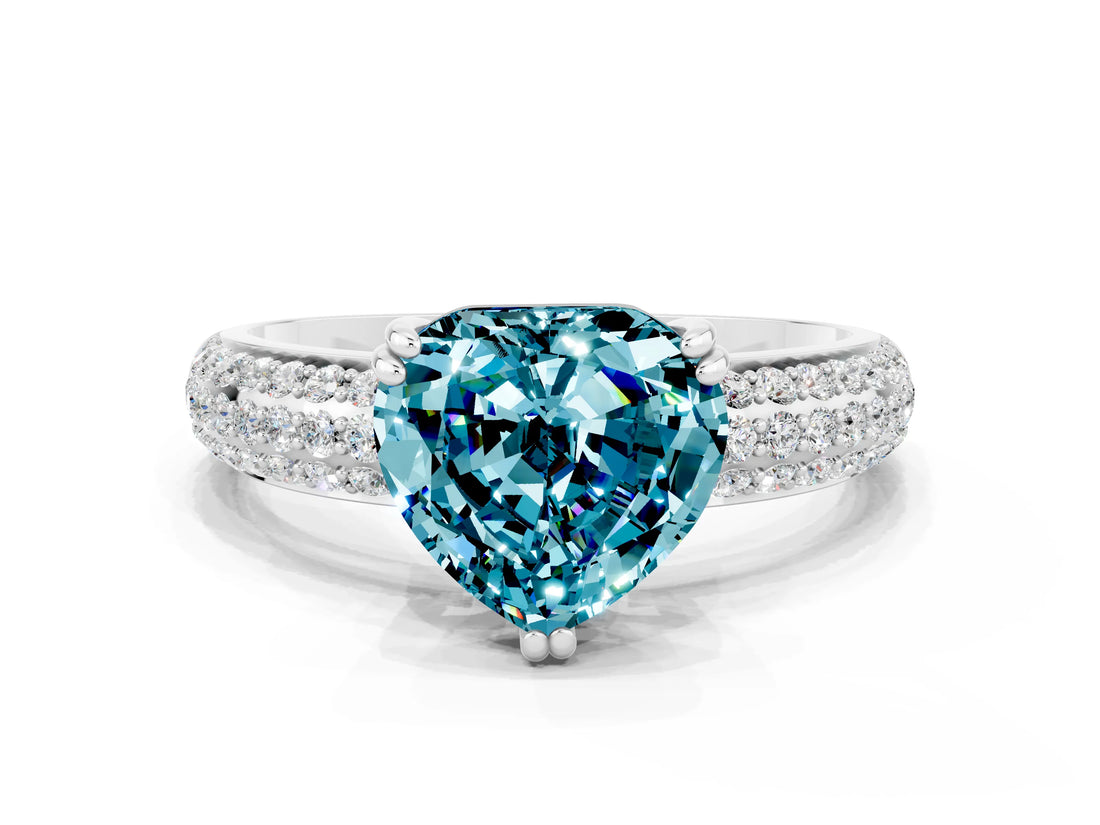 White gold Heart Cut Cut Diamond Milgrain Marquise Band with Prong Setting