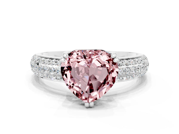 Silver Heart Cut Cut Diamond Milgrain Marquise Band with Prong Setting
