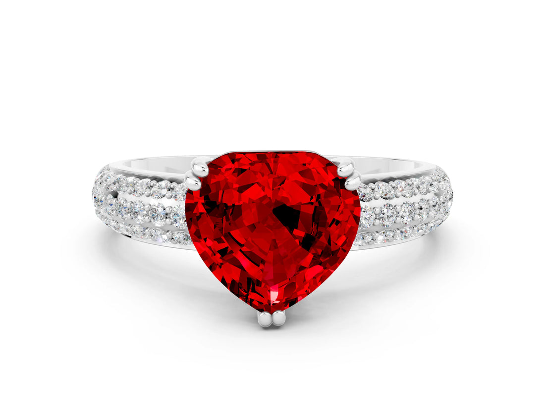 White gold Heart Cut Cut Diamond Milgrain Marquise Band with Prong Setting