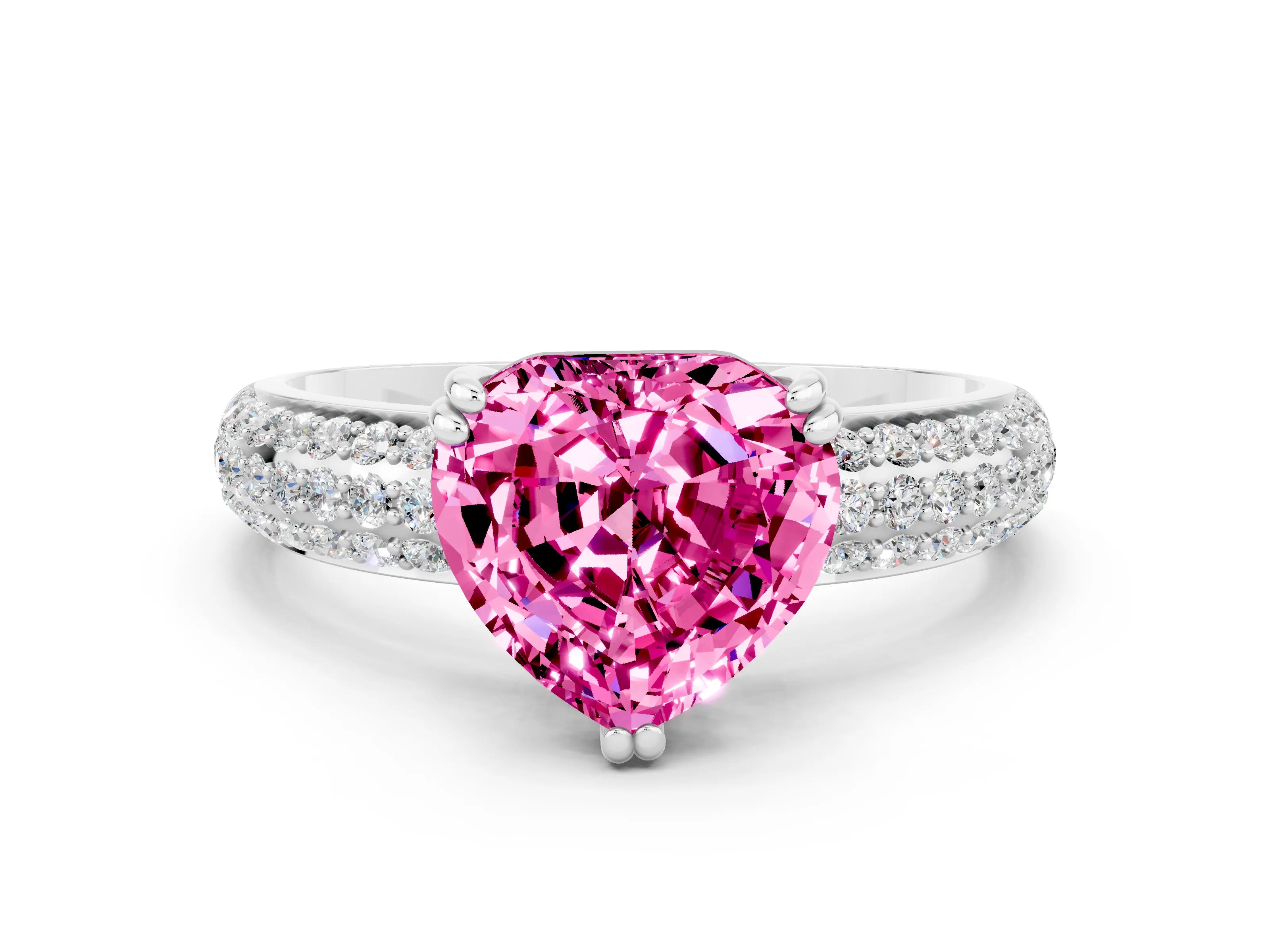 White gold Heart Cut Cut Diamond Milgrain Marquise Band with Prong Setting