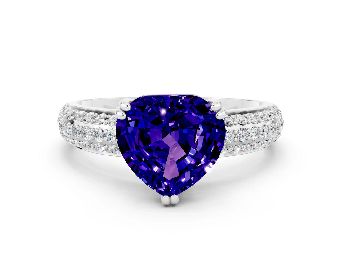 White gold Heart Cut Cut Diamond Milgrain Marquise Band with Prong Setting