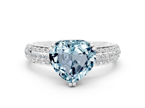 White gold Heart Cut Cut Diamond Milgrain Marquise Band with Prong Setting