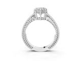 White gold Heart Cut Cut Diamond Milgrain Pave Band Four-Prong Setting Ring_10