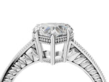 White gold Heart Cut Cut Diamond Milgrain Pave Band Four-Prong Setting Ring_11