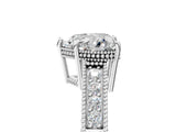 White gold Heart Cut Cut Diamond Milgrain Pave Band Four-Prong Setting Ring_12