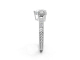 White gold Heart Cut Cut Diamond Milgrain Pave Band Four-Prong Setting Ring_9