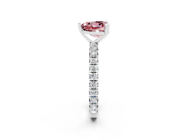 Platinum Heart Cut Cut Diamond Pavé Band with Four-Prong Setting