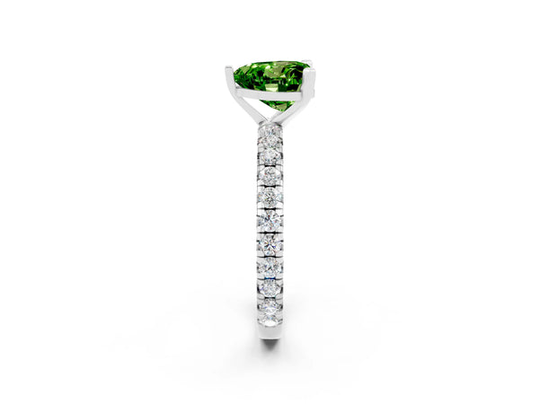 Platinum Heart Cut Cut Diamond Pavé Band with Four-Prong Setting