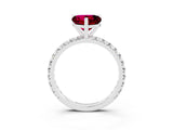 White gold Heart Cut Cut Diamond Pavé Band with Four-Prong Setting_3