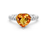 White gold Heart Cut Cut Diamond Pavé Band with Four-Prong Setting