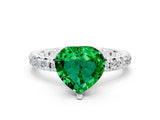 White gold Heart Cut Cut Diamond Pavé Band with Four-Prong Setting