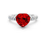 White gold Heart Cut Cut Diamond Pavé Band with Four-Prong Setting