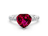 White gold Heart Cut Cut Diamond Pavé Band with Four-Prong Setting
