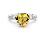 White gold Heart Cut Cut Diamond Pavé Band with Four-Prong Setting