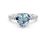White gold Heart Cut Cut Diamond Pavé Band with Four-Prong Setting