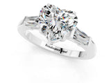 White gold Heart Cut Cut Diamond Ring with Tapered Baguette Side Stones in Four-Prong Setting_1