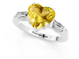 White gold Heart Cut Cut Diamond Ring with Tapered Baguette Side Stones in Four-Prong Setting_1