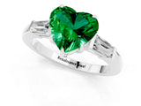 White gold Heart Cut Cut Diamond Ring with Tapered Baguette Side Stones in Four-Prong Setting_1