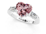 White gold Heart Cut Cut Diamond Ring with Tapered Baguette Side Stones in Four-Prong Setting_1