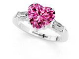 White gold Heart Cut Cut Diamond Ring with Tapered Baguette Side Stones in Four-Prong Setting_1