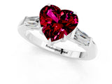White gold Heart Cut Cut Diamond Ring with Tapered Baguette Side Stones in Four-Prong Setting_1