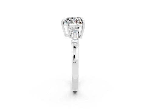 White gold Heart Cut Cut Diamond Ring with Tapered Baguette Side Stones in Four-Prong Setting_2