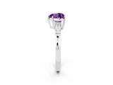 White gold Heart Cut Cut Diamond Ring with Tapered Baguette Side Stones in Four-Prong Setting_2