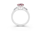 White gold Heart Cut Cut Diamond Ring with Tapered Baguette Side Stones in Four-Prong Setting_3