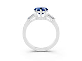White gold Heart Cut Cut Diamond Ring with Tapered Baguette Side Stones in Four-Prong Setting_3