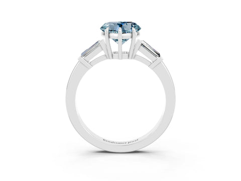 White gold Heart Cut Cut Diamond Ring with Tapered Baguette Side Stones in Four-Prong Setting_3
