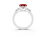 White gold Heart Cut Cut Diamond Ring with Tapered Baguette Side Stones in Four-Prong Setting_3