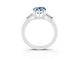 White gold Heart Cut Cut Diamond Ring with Tapered Baguette Side Stones in Four-Prong Setting_3