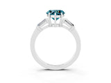 White gold Heart Cut Cut Diamond Ring with Tapered Baguette Side Stones in Four-Prong Setting_3