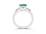 White gold Heart Cut Cut Diamond Ring with Tapered Baguette Side Stones in Four-Prong Setting_3