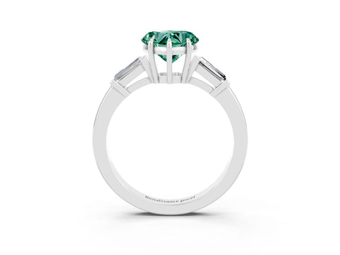 White gold Heart Cut Cut Diamond Ring with Tapered Baguette Side Stones in Four-Prong Setting_3