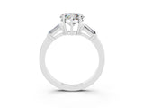 White gold Heart Cut Cut Diamond Ring with Tapered Baguette Side Stones in Four-Prong Setting_3